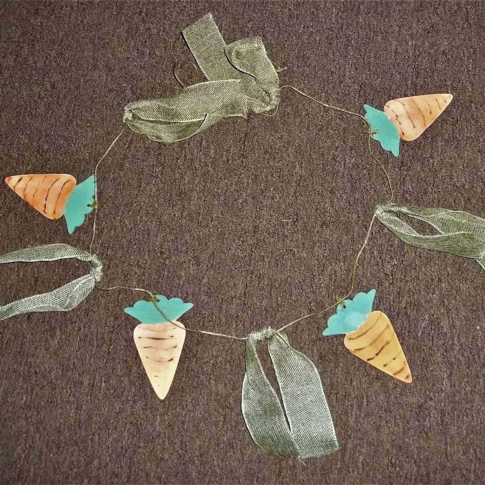 NEW Farmhouse Easter orange carrots burlap garland 54